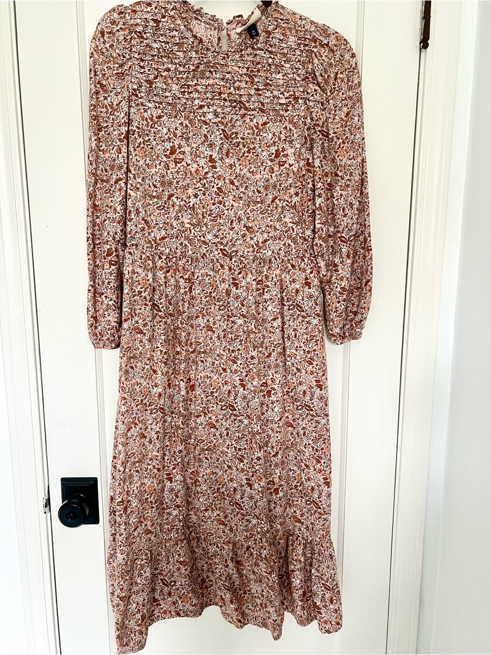 Universal Thread Rust Floral Long-Sleeve Midi Dress